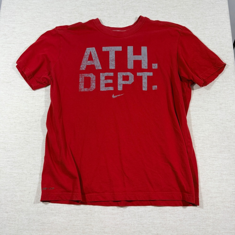 Nike T-Shirt Mens XL Red Good Dri-FIT Ath Dept Graphic Short Sleeve Tee